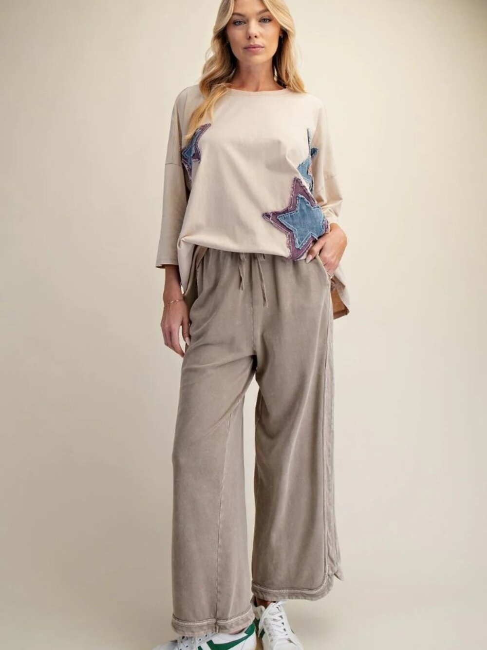 Three Bird Nest Mineral Wash Terry Knit Wide Leg Pants• XL - Picture 6 of 11